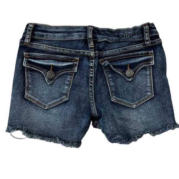 Vigoss Girls Adjustable Waist Jagger Shorts Size 12 Distressed Denim RWB Sequin - Picture 2 of 6